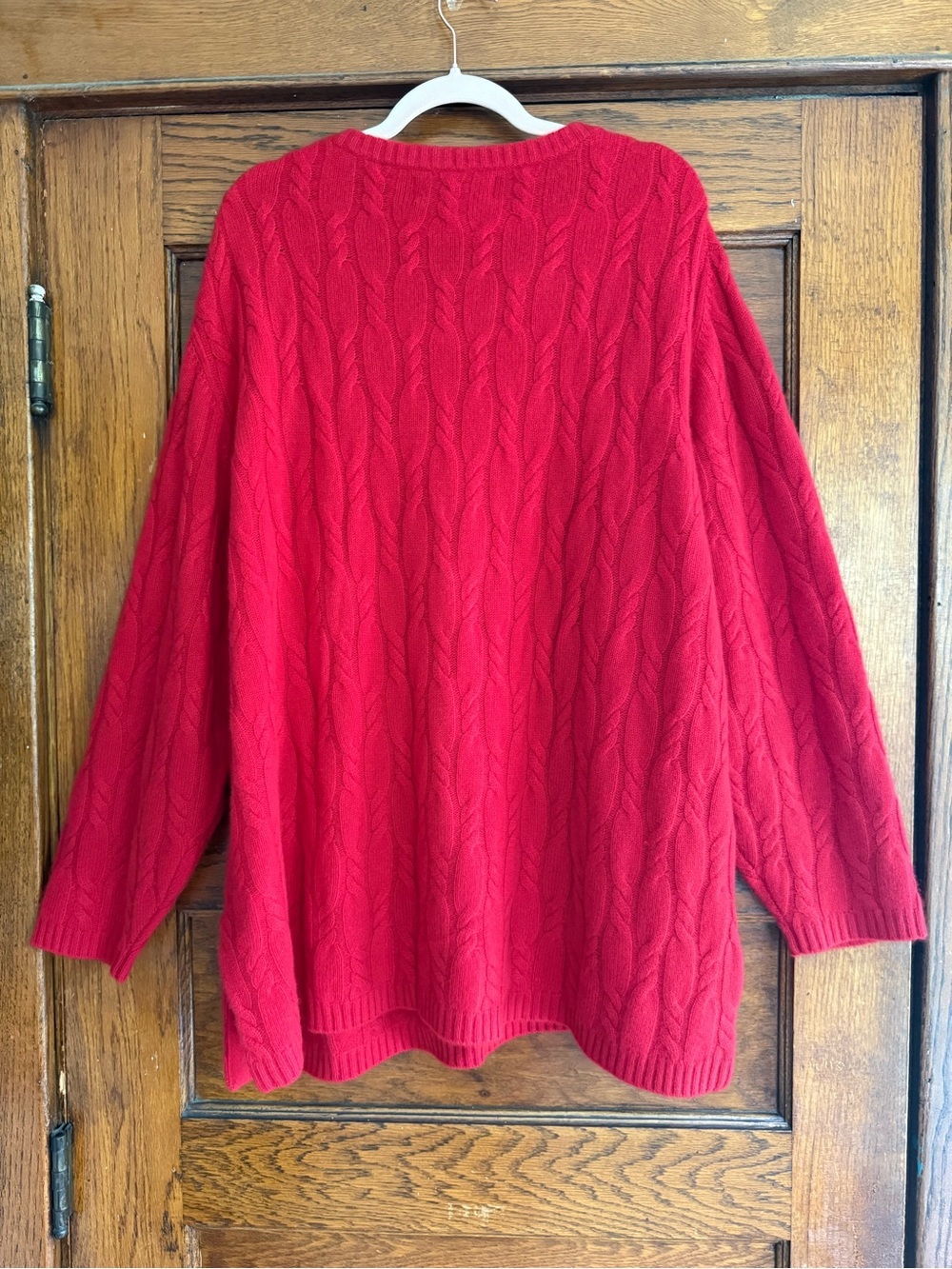 100% Cashmere Cable Knit Round Neck Pullover Sweater Red US 3X Plus Size - Picture 4 of 4